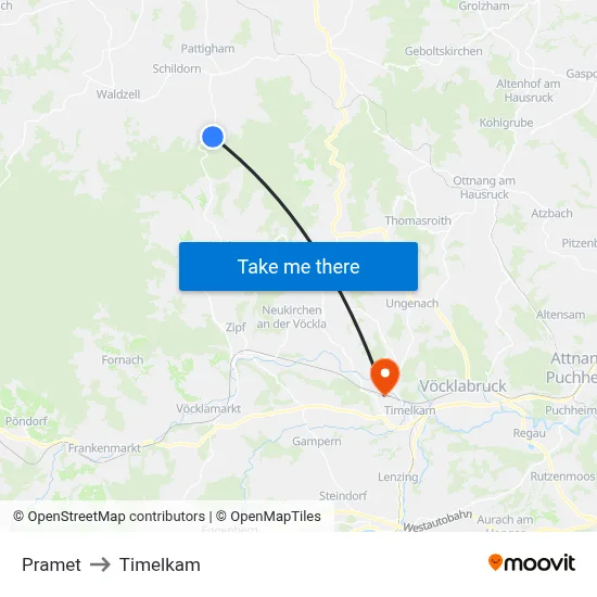 Pramet to Timelkam map
