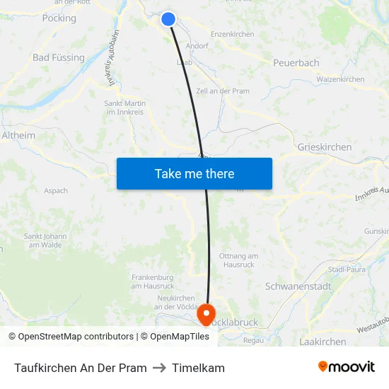 Taufkirchen An Der Pram to Timelkam map