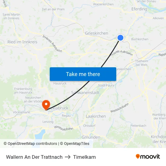 Wallern An Der Trattnach to Timelkam map