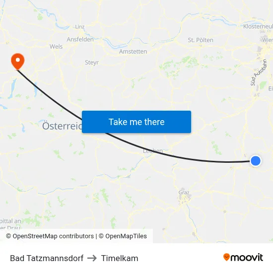 Bad Tatzmannsdorf to Timelkam map
