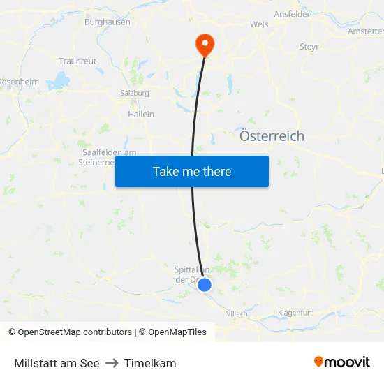Millstatt am See to Timelkam map