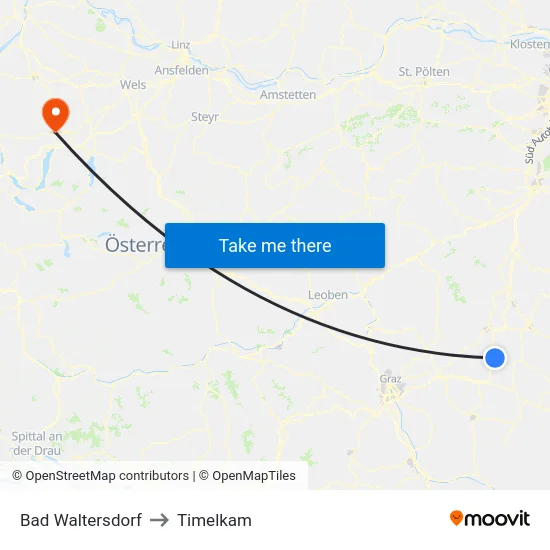 Bad Waltersdorf to Timelkam map
