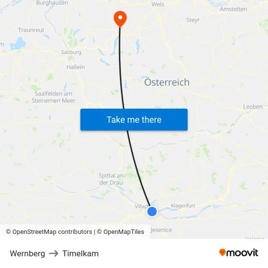 Wernberg to Timelkam map