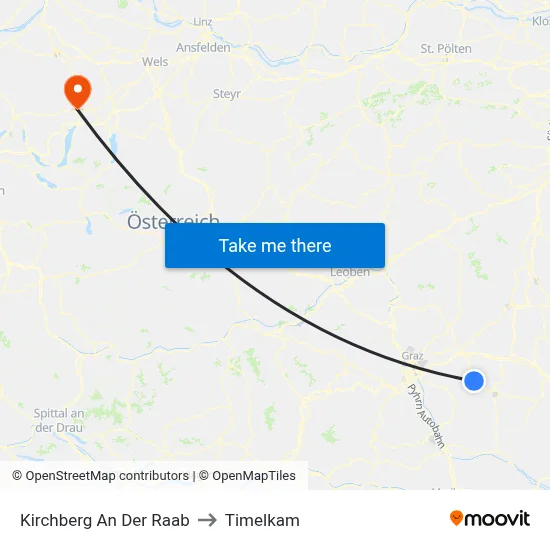 Kirchberg An Der Raab to Timelkam map