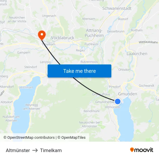 Altmünster to Timelkam map