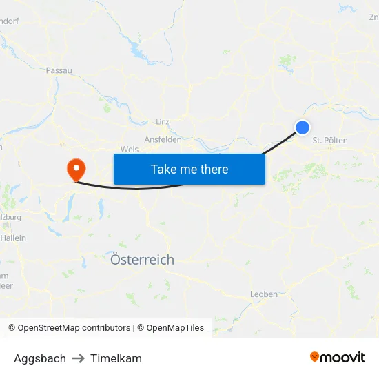Aggsbach to Timelkam map