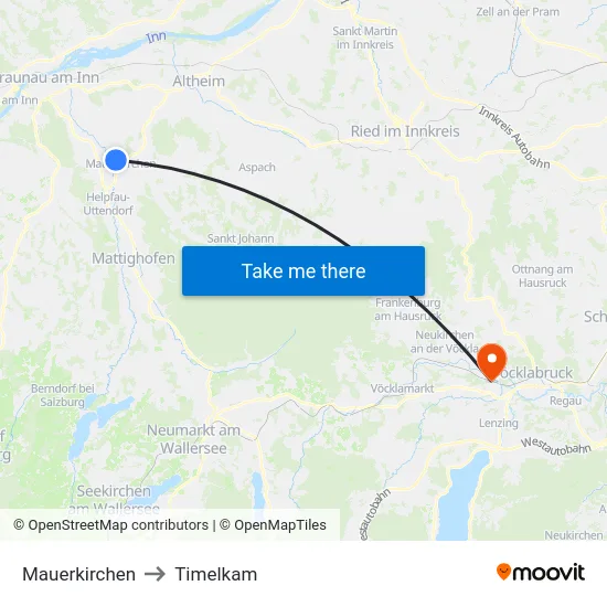 Mauerkirchen to Timelkam map