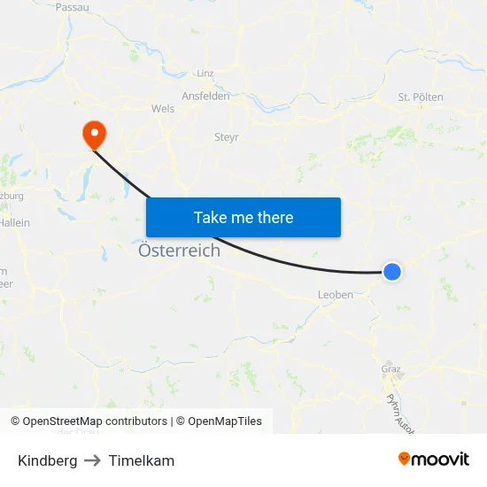 Kindberg to Timelkam map