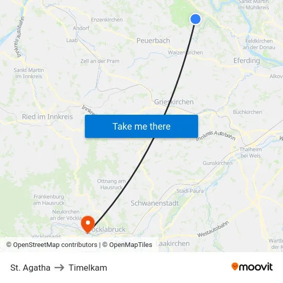 St. Agatha to Timelkam map
