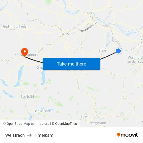 Weistrach to Timelkam map