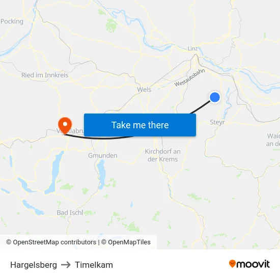 Hargelsberg to Timelkam map