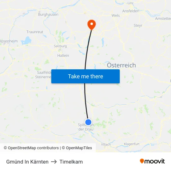 Gmünd In Kärnten to Timelkam map