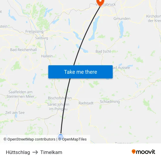 Hüttschlag to Timelkam map