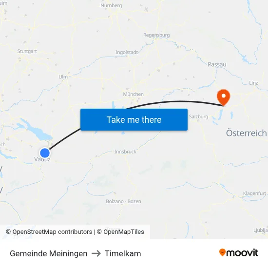 Gemeinde Meiningen to Timelkam map