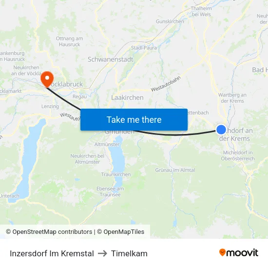 Inzersdorf Im Kremstal to Timelkam map