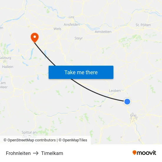 Frohnleiten to Timelkam map