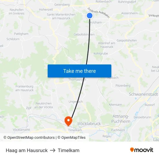 Haag am Hausruck to Timelkam map