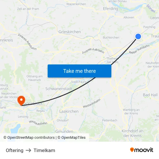 Oftering to Timelkam map