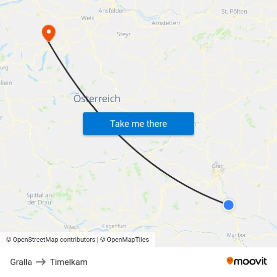 Gralla to Timelkam map