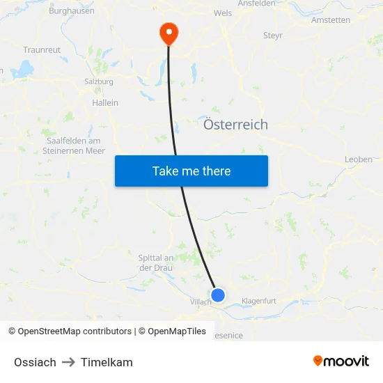 Ossiach to Timelkam map