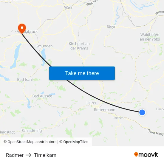 Radmer to Timelkam map
