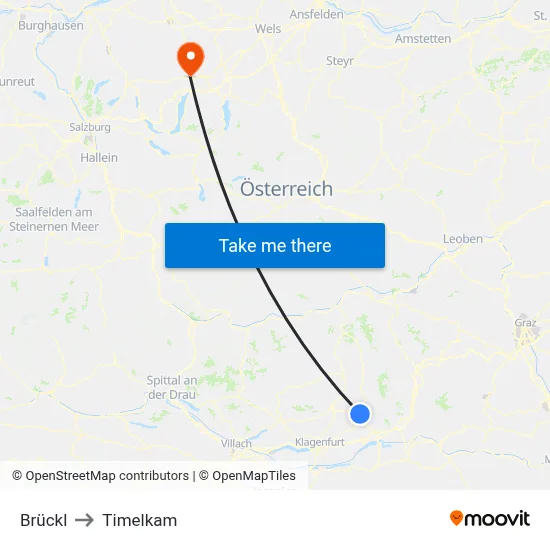 Brückl to Timelkam map