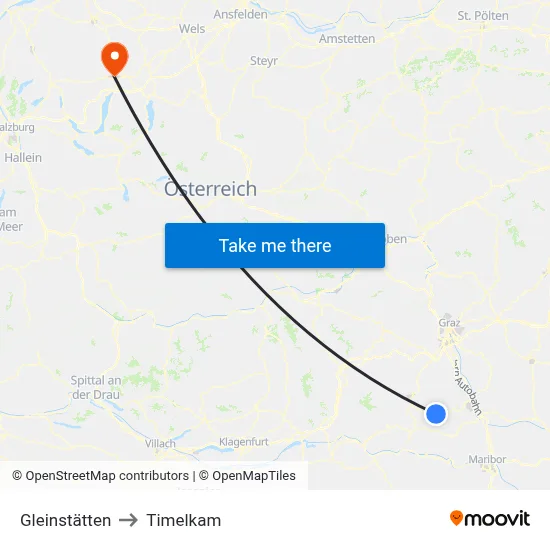 Gleinstätten to Timelkam map