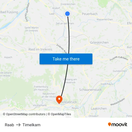 Raab to Timelkam map