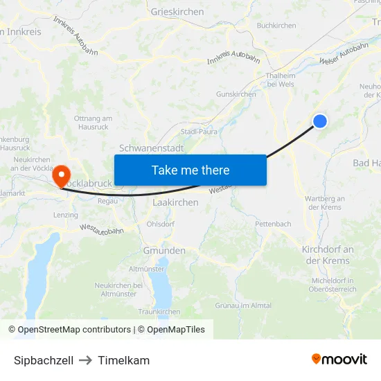 Sipbachzell to Timelkam map