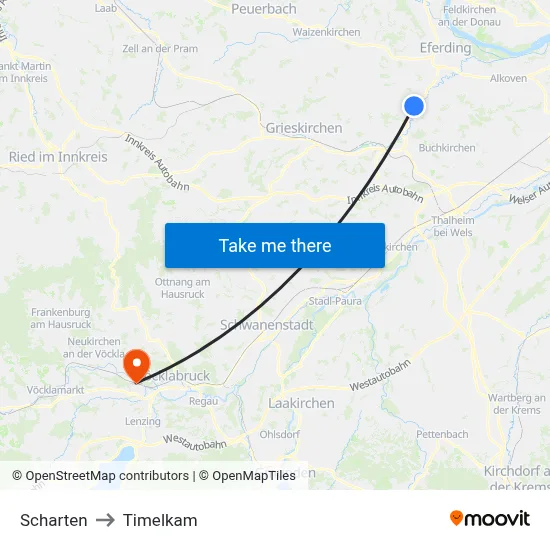 Scharten to Timelkam map
