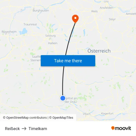 Reißeck to Timelkam map