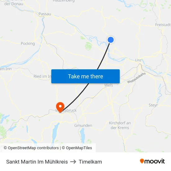 Sankt Martin Im Mühlkreis to Timelkam map