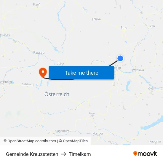 Gemeinde Kreuzstetten to Timelkam map