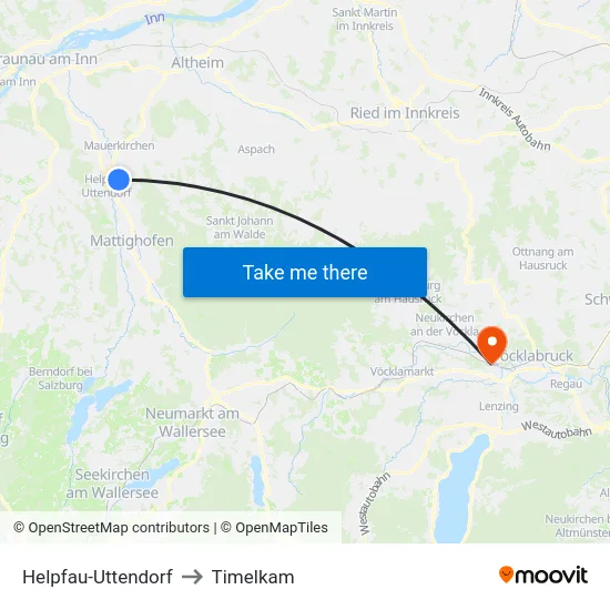 Helpfau-Uttendorf to Timelkam map
