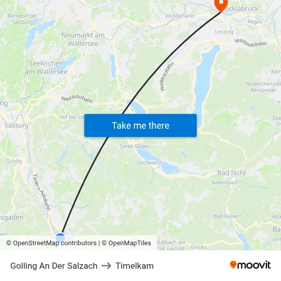 Golling An Der Salzach to Timelkam map