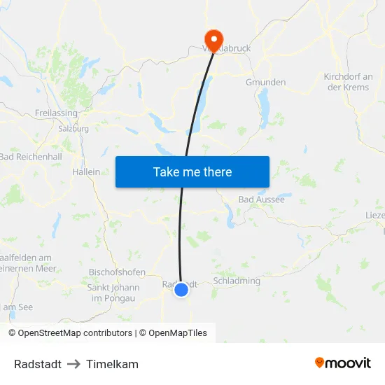 Radstadt to Timelkam map