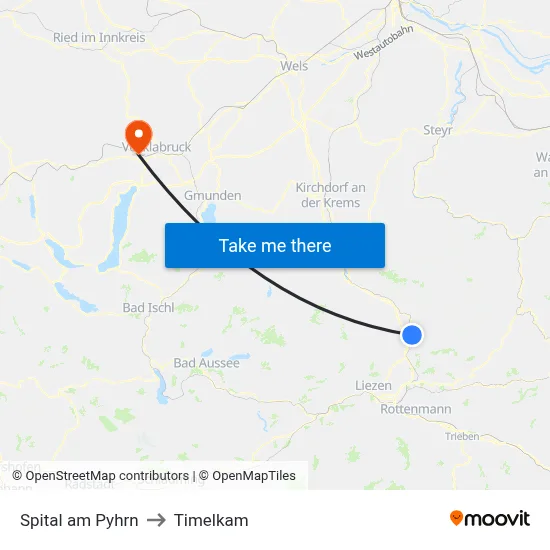 Spital am Pyhrn to Timelkam map