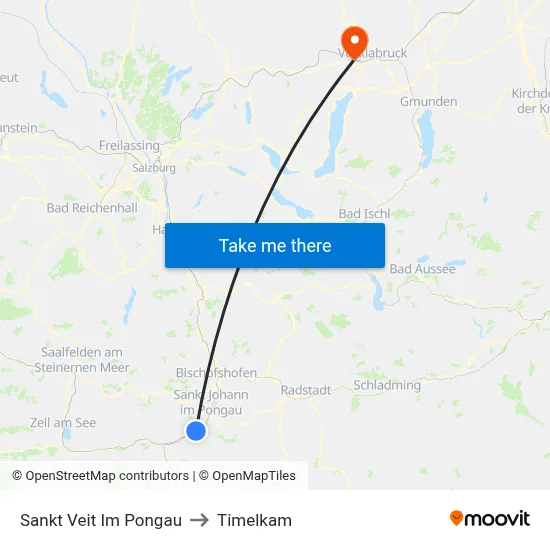 Sankt Veit Im Pongau to Timelkam map