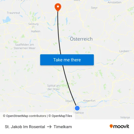 St. Jakob Im Rosental to Timelkam map