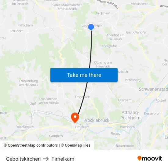 Geboltskirchen to Timelkam map