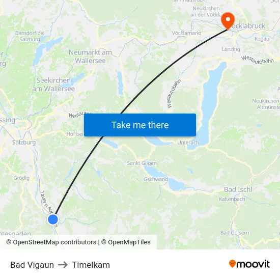 Bad Vigaun to Timelkam map