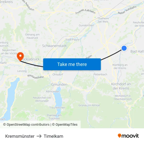 Kremsmünster to Timelkam map