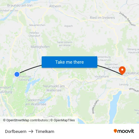 Dorfbeuern to Timelkam map