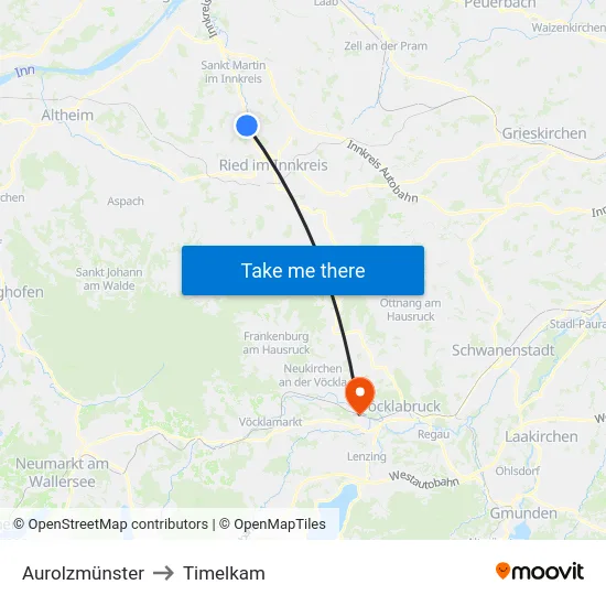 Aurolzmünster to Timelkam map