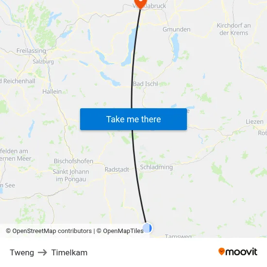 Tweng to Timelkam map