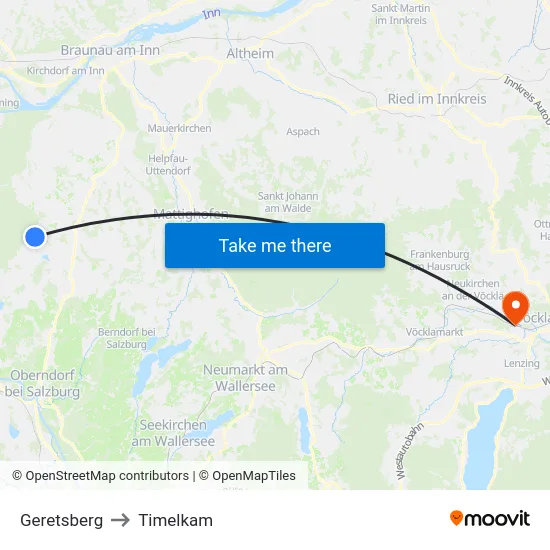 Geretsberg to Timelkam map