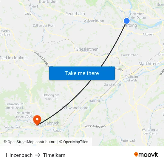Hinzenbach to Timelkam map