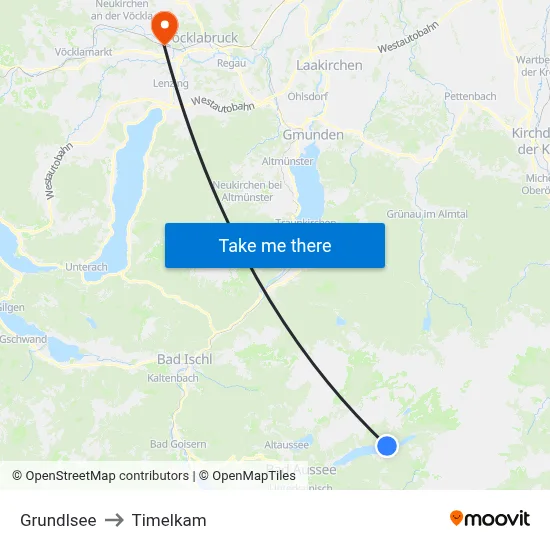 Grundlsee to Timelkam map