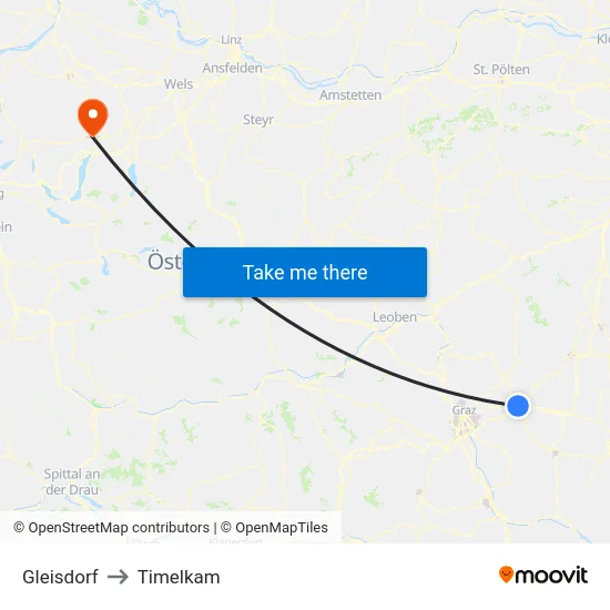 Gleisdorf to Timelkam map