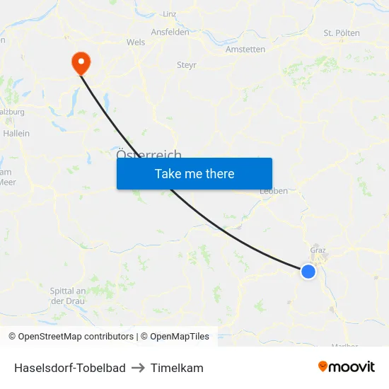 Haselsdorf-Tobelbad to Timelkam map